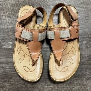 Born Strappy Thong Velcro Sandals Size 8